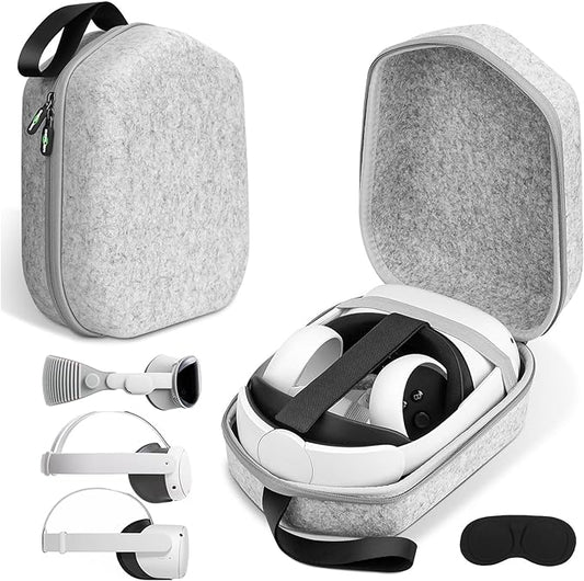 SARLAR Hard Carrying Case For Apple Vision Pro / Meta Oculus Quest 2 / Quest 3 / Vision Pro Original / Elite Version VR Gaming Headset and Touch Controllers